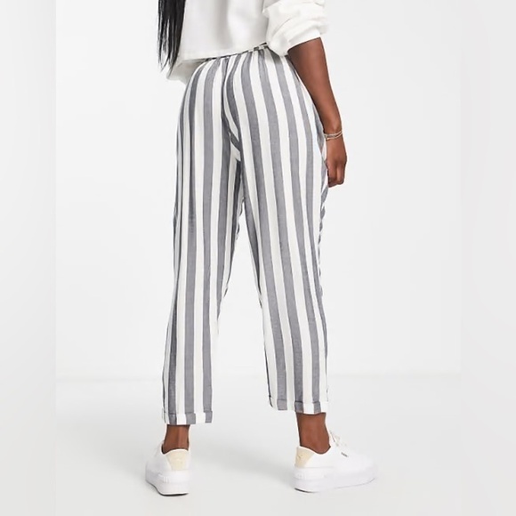 American Eagle Striped Paperbag Wide Leg High Waist Trousers Pants Size Large - Picture 2 of 12